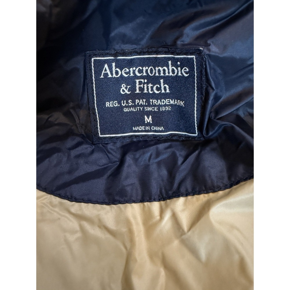 Y2K ERA Abercrombie & Fitch Womens Down Puffer Coat Jacket Hooded Navy Blue M - Picture 9 of 15